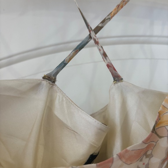 Lauren Ralph Lauren Silk Floral Midi Cream Cowl Neck Summer Sun Dress 12 L - Picture 4 of 12